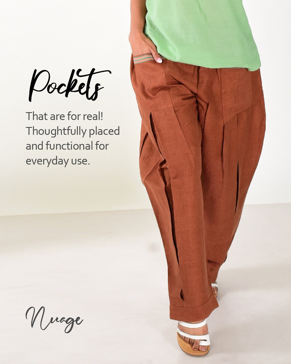 Brown Cotton linen pants
